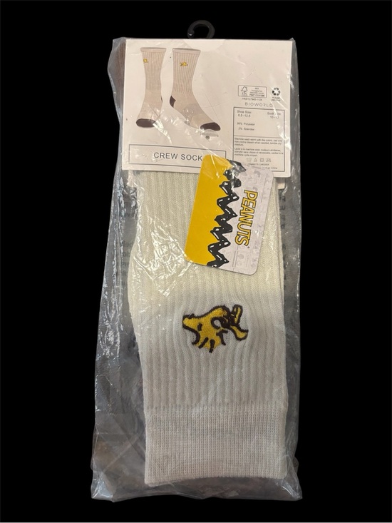 Peanuts Other - Peanuts White Crew Socks with Yellow Woodstock Embroidery